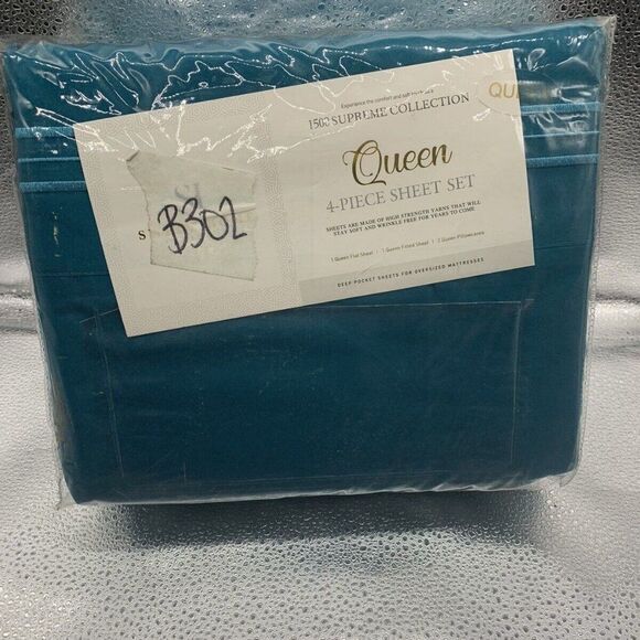 Sweet Home 1500 Supreme Collection Teal Extra Soft Queen Bed Sheets Set B91 - Picture 2 of 3